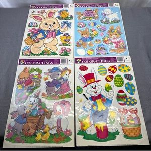 Vintage Color Clings Easter Static Cling Window Decoration Reusable